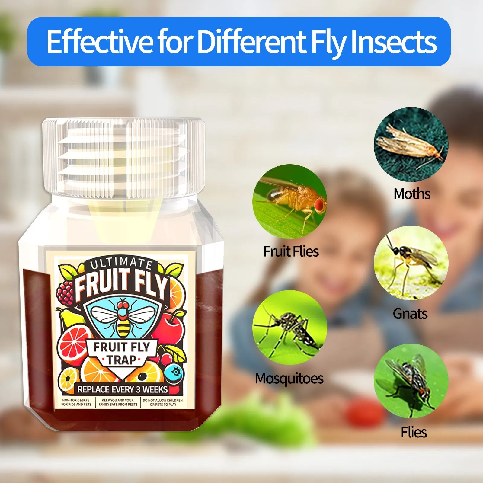SK003 fruit fly bait liquid bottle with optional application funnel