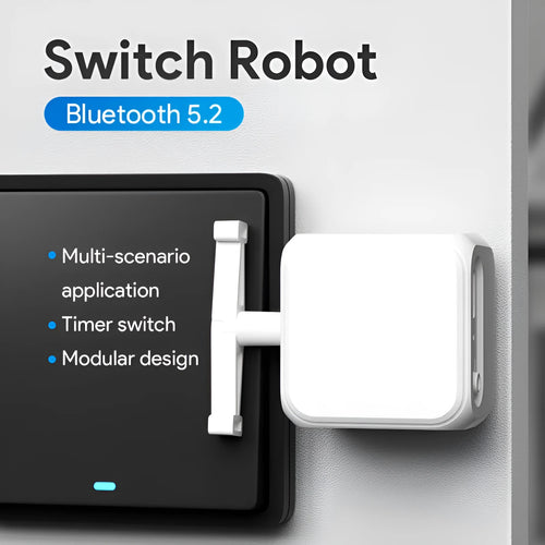 Compact white Bluetooth rocker arm finger robot remote control for smart home lighting.