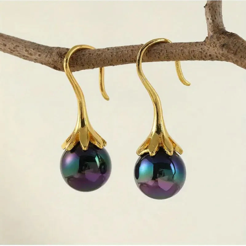 Women's retro fashion alloy earrings with electroplated imitation gold finish