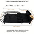 Retractable carbon steel kitchen dish drain rack holding cutlery and cups on sink