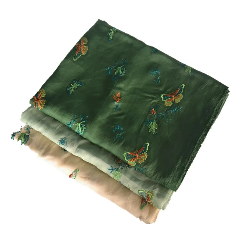 Pure ramie embroidery cloth Hanfu fabric beige colour 140cm width
