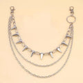 Silver punk metal chain pants decoration with rivets and zipper detailing, 115cm length