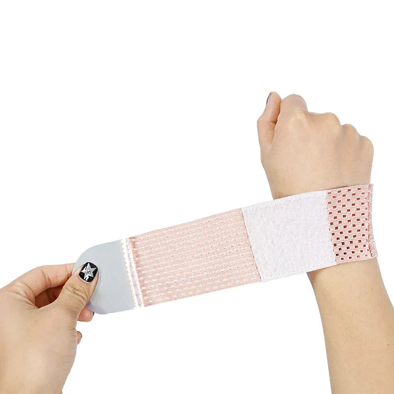 High elasticity breathable athletic wristguard shown in black, grey, and pink colour options.