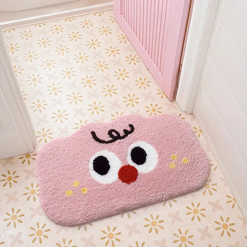 Big eye clouds cartoon anime bathroom mat in cashmere-like polyester fibre