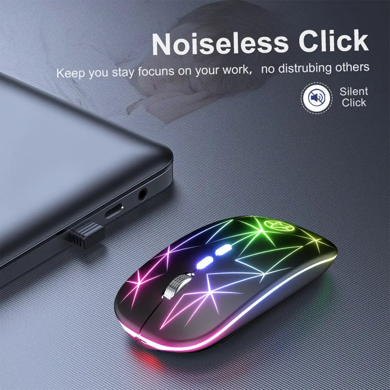Wireless Bluetooth gaming mouse with luminous charging and metal scroll wheel in multiple colour options