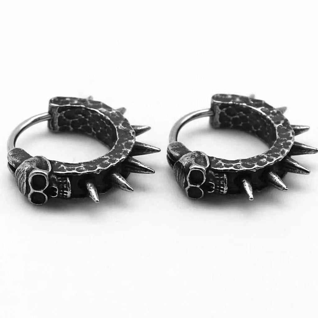 Black geometric motorcycle-shaped stud earrings made from alloy and plastic for punk style.