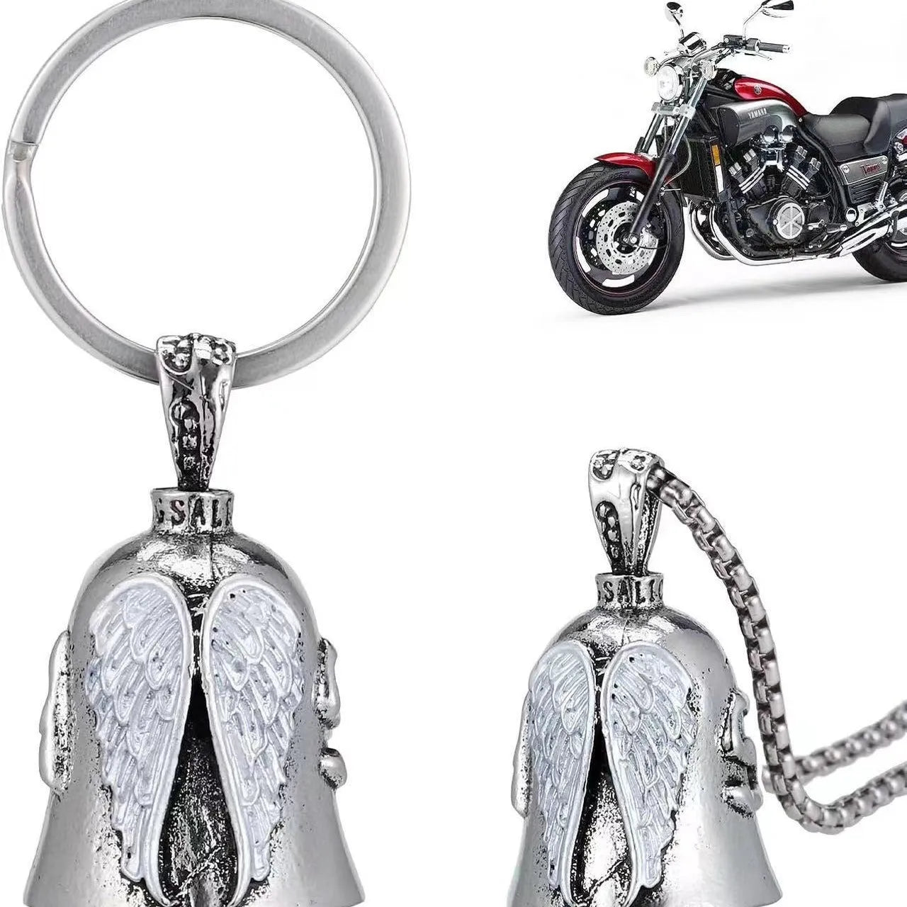 Vintage angel feather design necklace and keychain in electroplated alloy