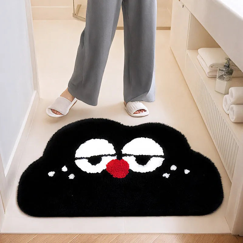 Big eye clouds cartoon anime bathroom mat in cashmere-like polyester fibre