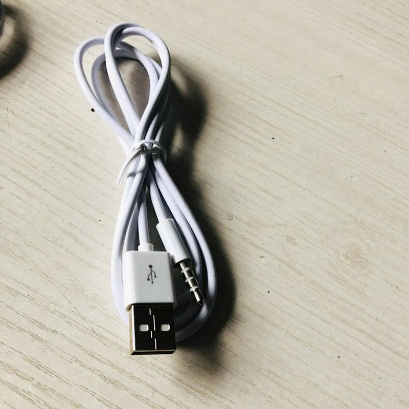White USB male to audio adapter cable 1 metre long with nickel plated connectors