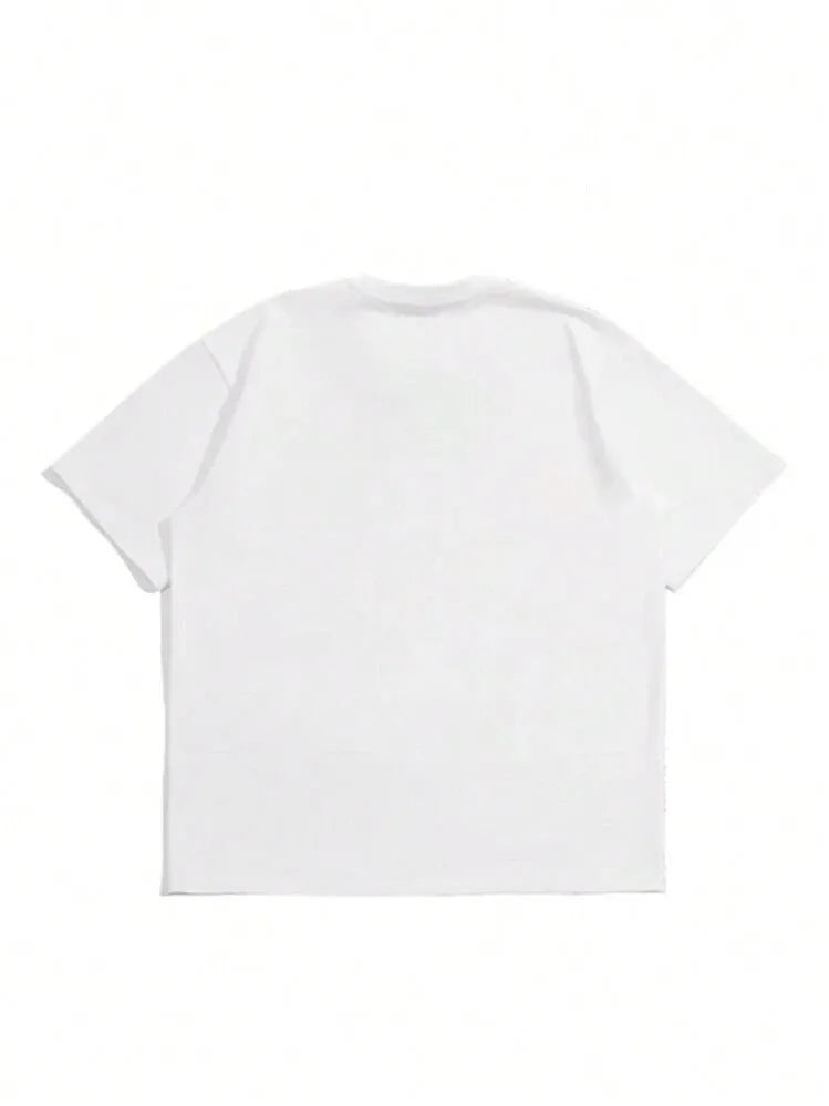 Men's pure cotton short sleeve T-shirt in Japanese retro style available in Black, Dark Grey, or White