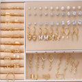 108-piece pearl earrings combination with geometric round design in gold and yellow electroplated finishes