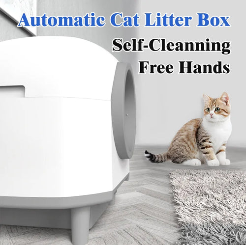 White automatic enclosed litter box for cats up to 10kg with ABS plastic construction