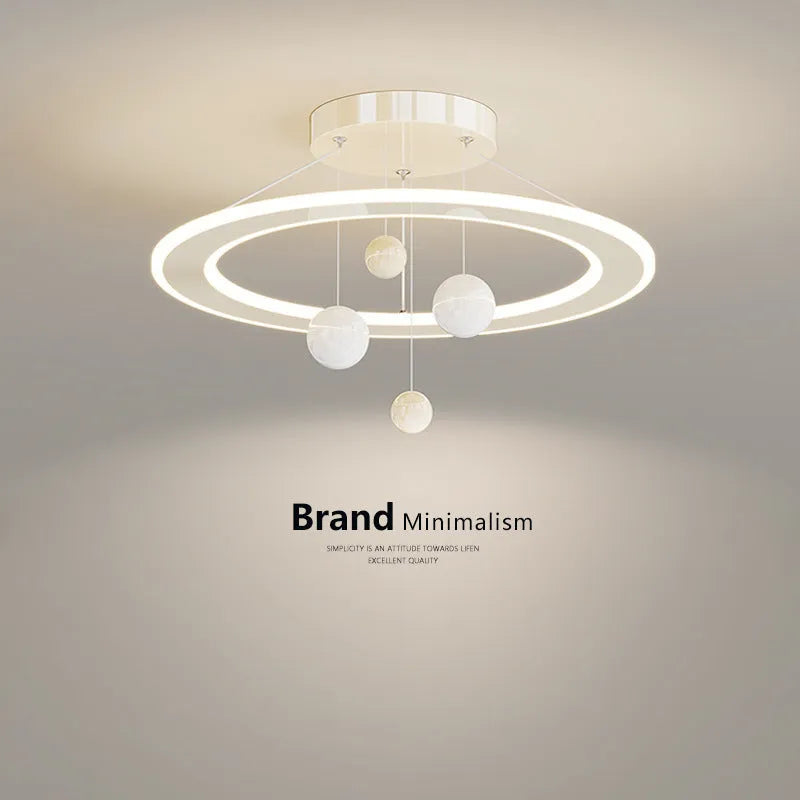 Modern simple style children's bedroom ceiling chandelier with pink and white light options
