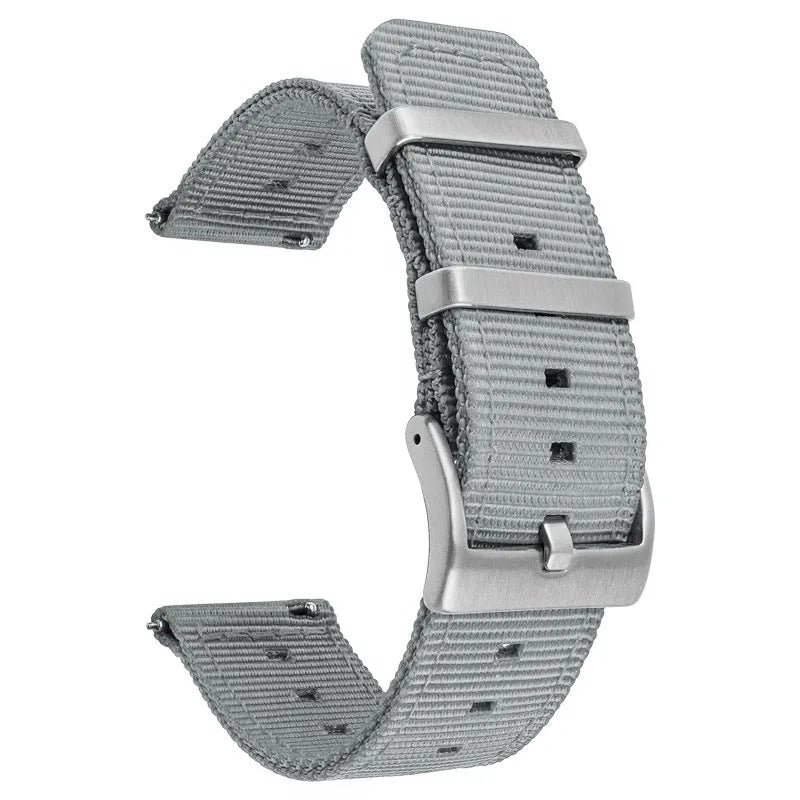 Nylon watchband quick release waterproof woven strap in black, fitting 22mm lug width, simple style