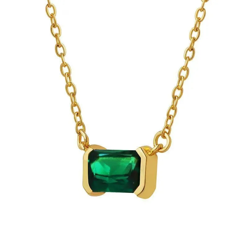 Women's gold geometric quadrilateral pendant necklace on 45cm chain