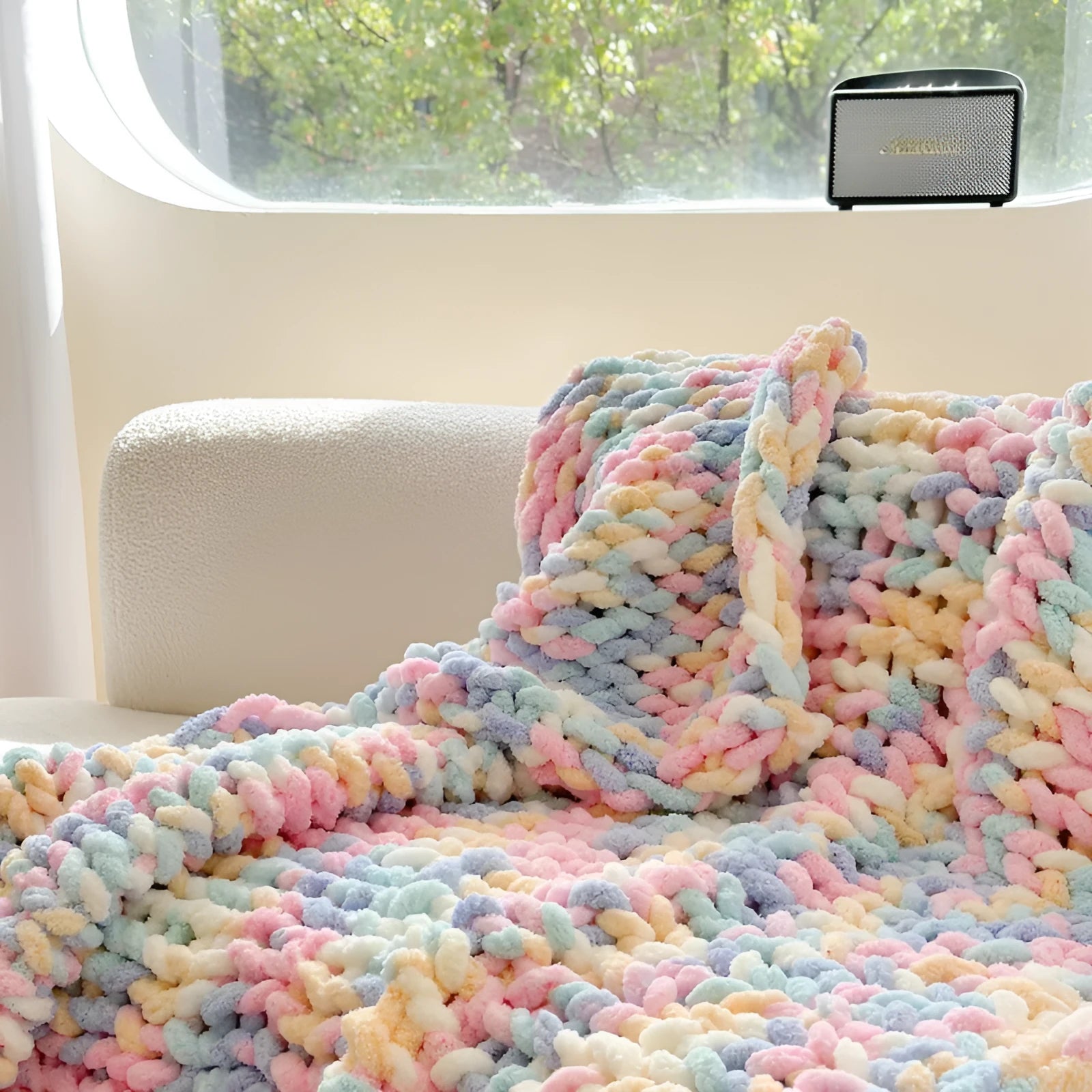 Chenille striped cover blanket measuring 130x170cm in winter thickened design with thick ice bar dyed pattern