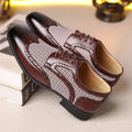 Men's imitation houndstooth plaid casual shoes with square toe and lace-up front