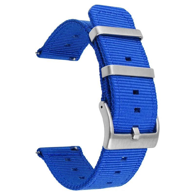 Nylon watchband quick release waterproof woven strap in black, fitting 22mm lug width, simple style