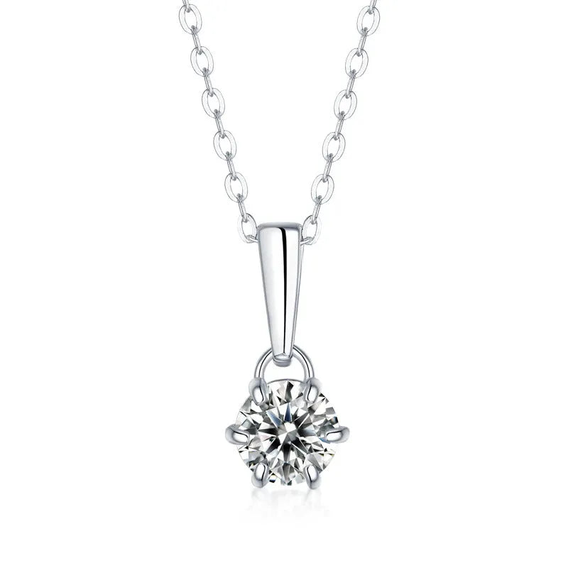 925 silver moissanite cube sugar pendant on ball bead chain against neutral background