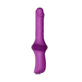 Purple silicone adult vibrator with heating, thrusting, and auto-expansion functions, static size 290x76x42mm