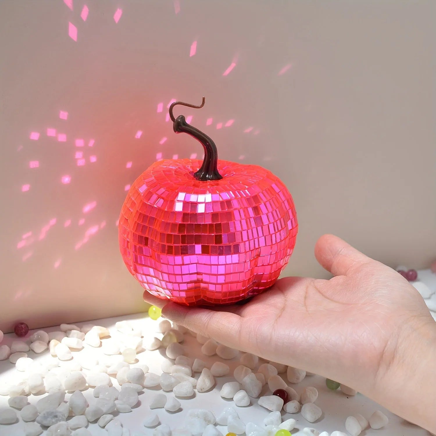 Chinese style embroidered glass pumpkin ornament in various sizes for Halloween decoration.