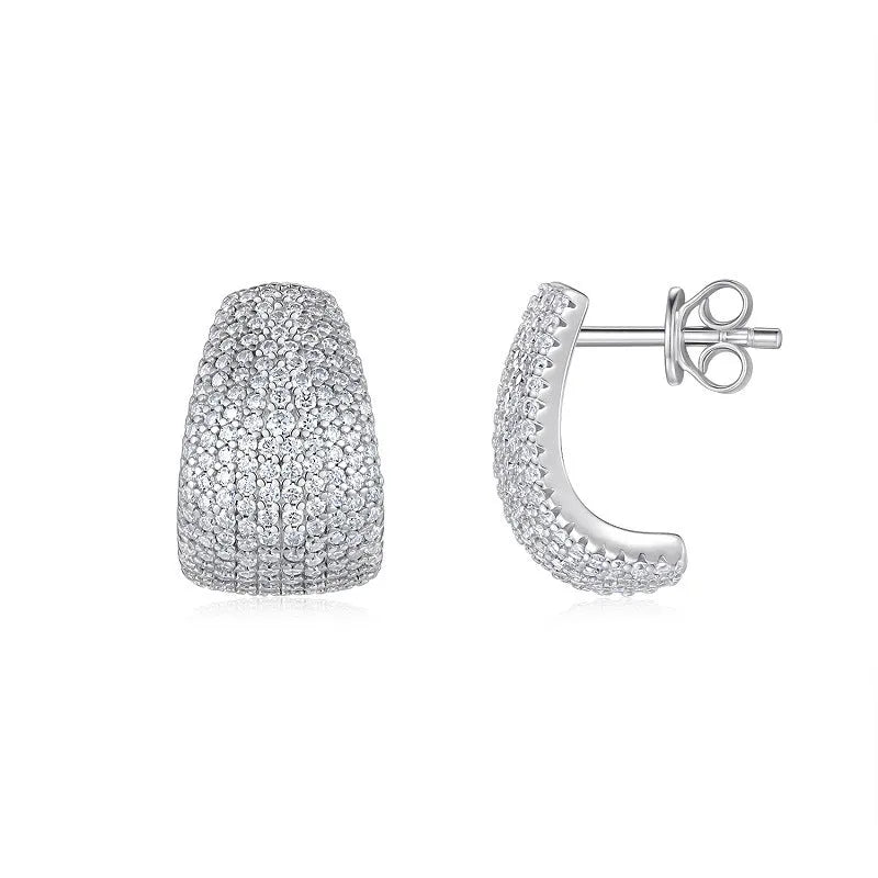 S925 sterling silver geometric stud commuter earrings with d-e colour grade