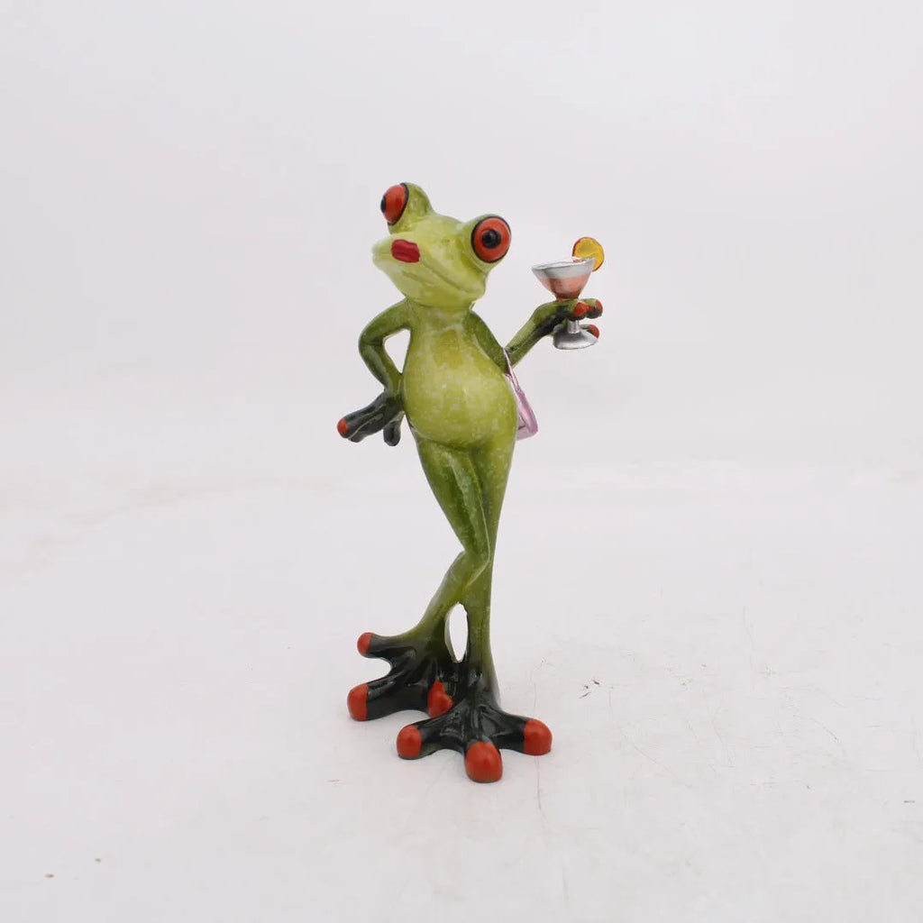 Pastoral style resin frog decoration for home interior display