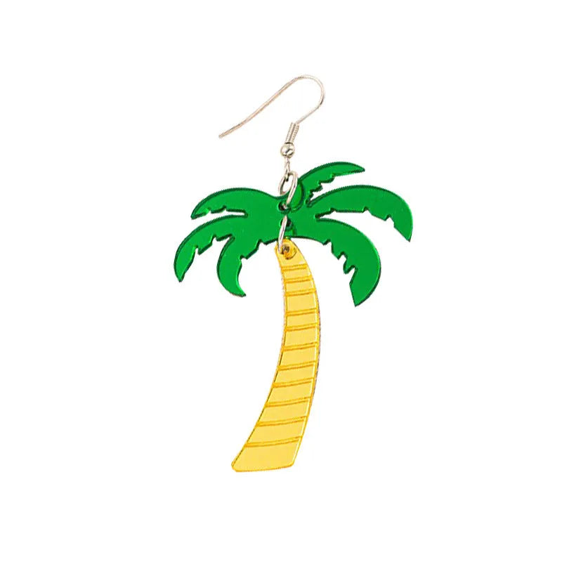Drop shape earrings with a white acrylic coconut artocarpus charm and silver alloy hook.