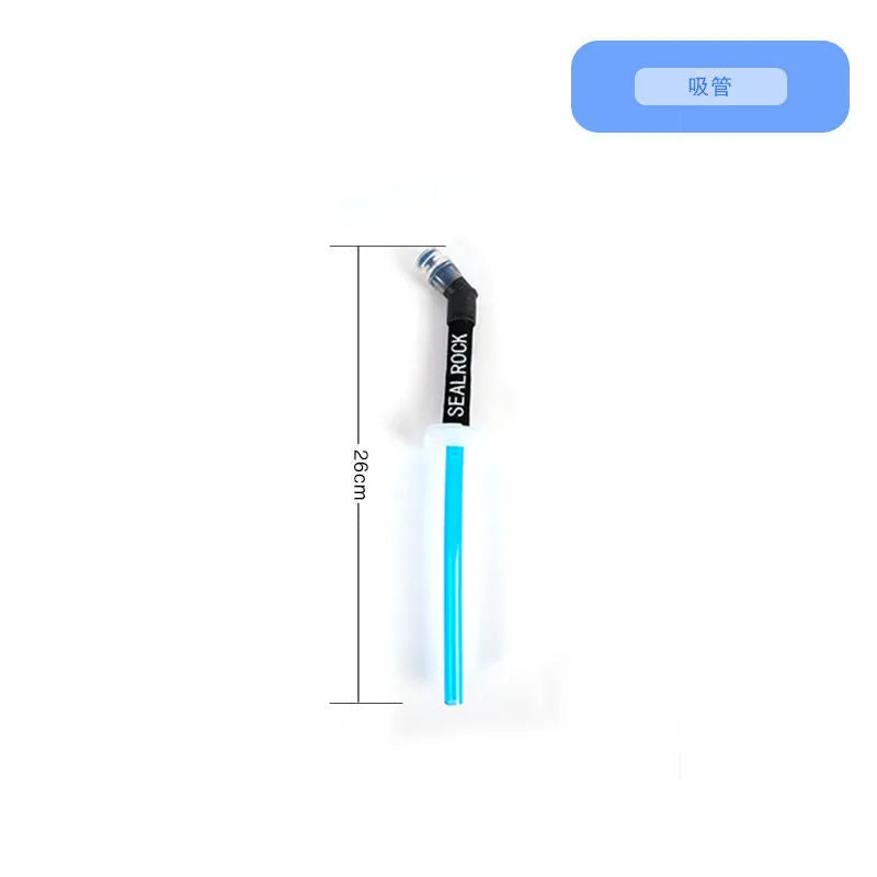 A plastic portable drinking straw with a suction tube for off-road and biking use.