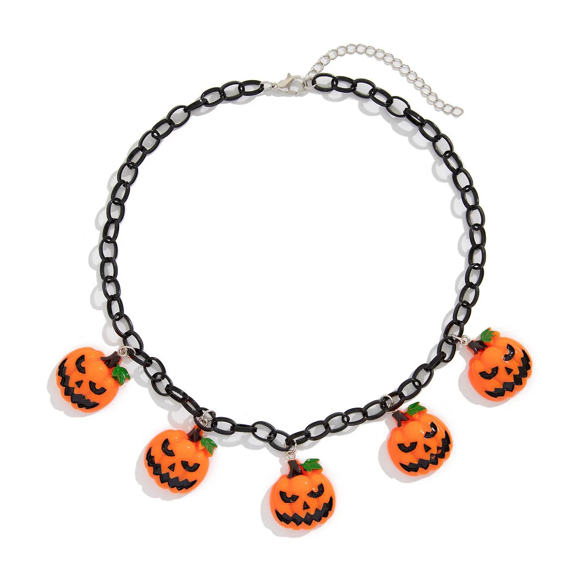 Halloween necklace with ghost and pumpkin acrylic pendant on regular chain in mixed colours