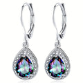 Platinum zinc alloy earrings with a coloured water drop stone in simple style