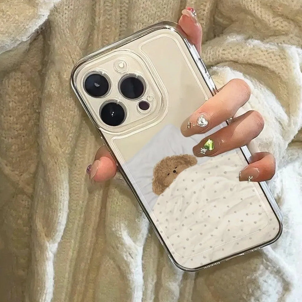 Transparent phone case with sleeping cat pattern for Apple iPhone