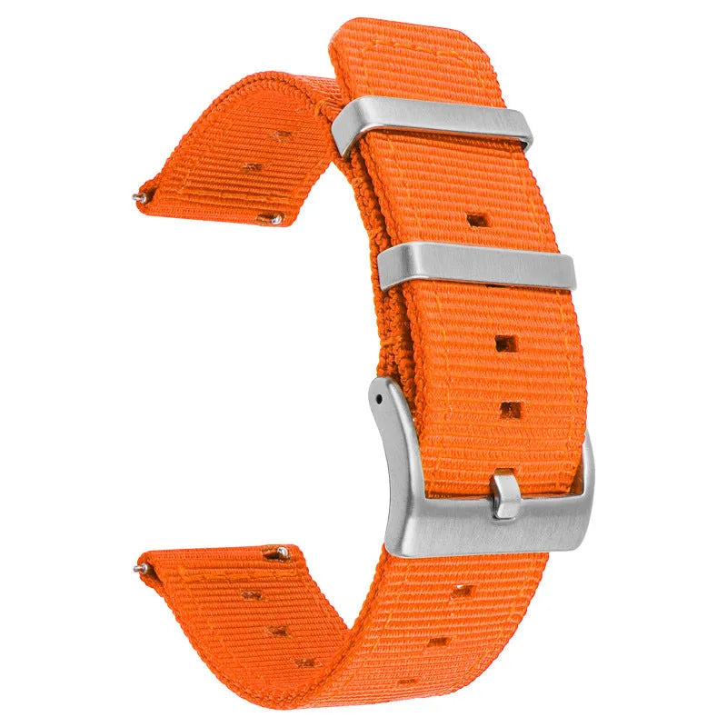 Nylon watchband quick release waterproof woven strap in black, fitting 22mm lug width, simple style