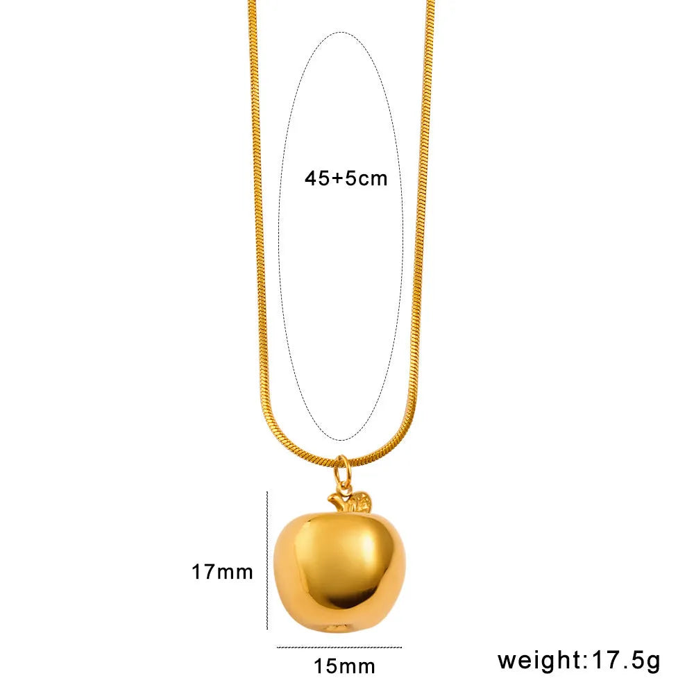 Stainless steel fruit necklace with colourful charm pendant showing six different fruit designs