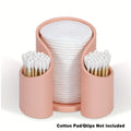 A solid-colour plastic cotton box with a lid for storing dental floss or cotton buds.