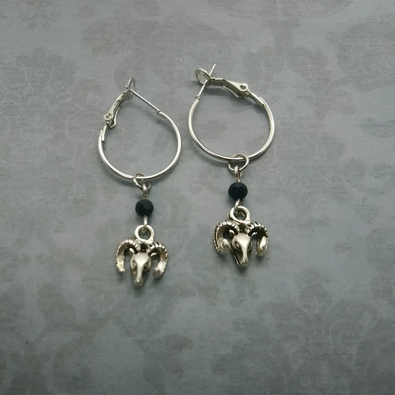 Silver coloured alloy round ring earrings for women on a white background.