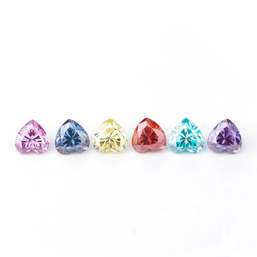 Lemon yellow heart-shaped moissanite gemstone showing symmetrical cut and warm colour