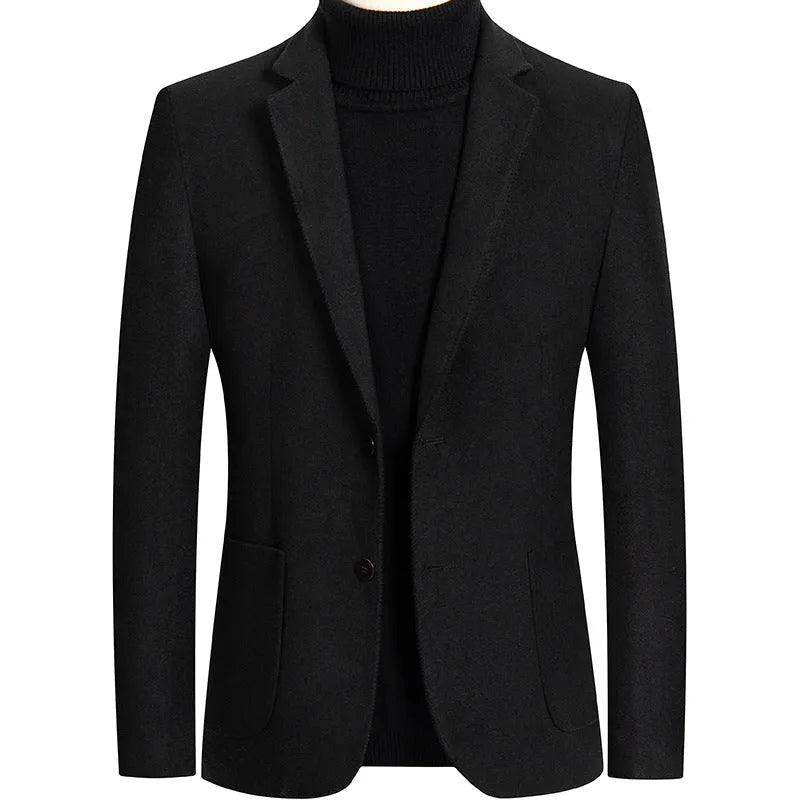 Men's slim fit grey wool suit jacket for autumn and winter wear