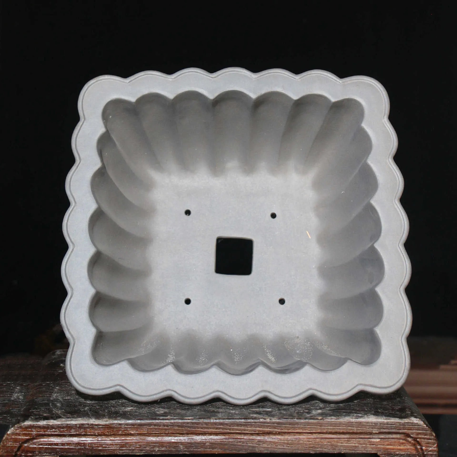 Purple sand ceramic square flower pot with 37cm diameter for desktop bonsai display