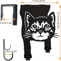 Black cat silhouette wall hook with adhesive backing for no-drill mounting