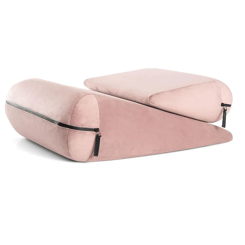 High-density sponge triangle wedge cushion pillow with embroidery in five colour options.