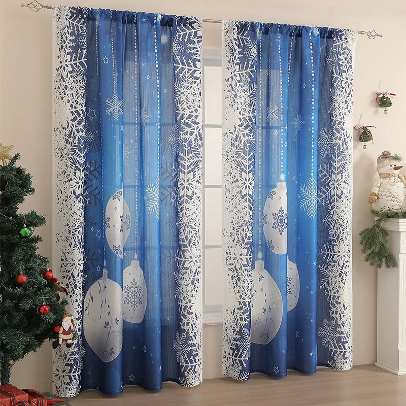 American-style printed Christmas-themed shading cloth curtain with semi-sunshade function