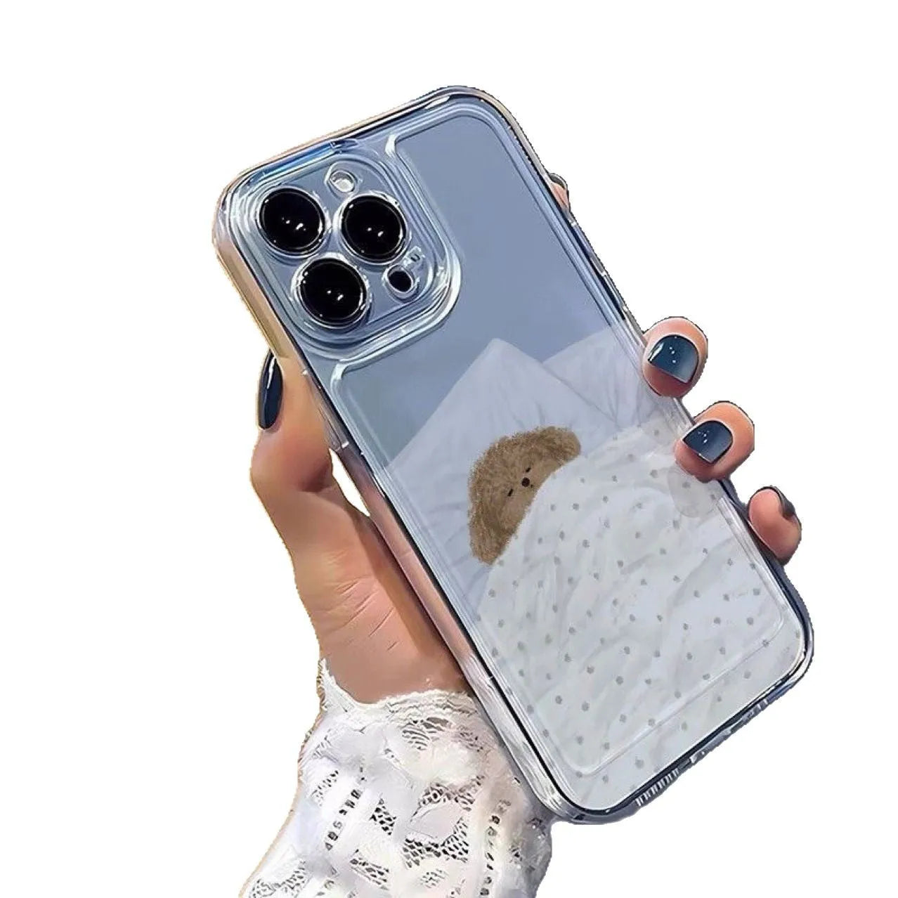 Transparent phone case with sleeping cat pattern for Apple iPhone