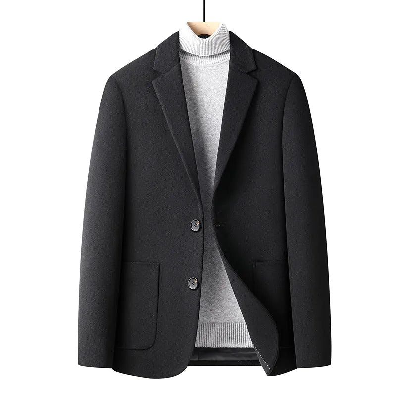Men's slim fit grey wool suit jacket for autumn and winter wear