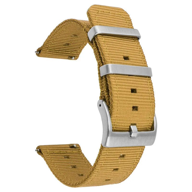 Nylon watchband quick release waterproof woven strap in black, fitting 22mm lug width, simple style