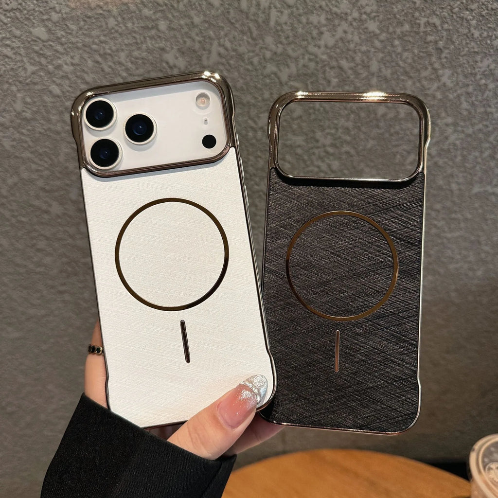 Metallic electroplating magnetic phone case for iPhone 17 in black, gold, silver grey, sky blue and white options