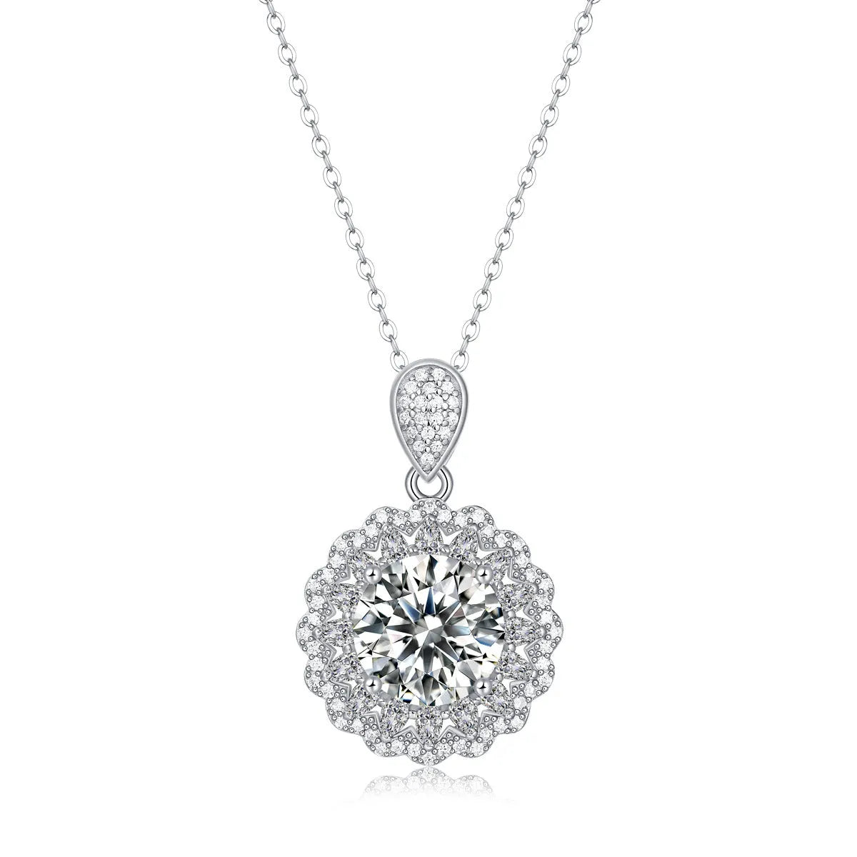 S925 silver necklace round moissanite pendant ball bead chain 5 karat GRA certificate