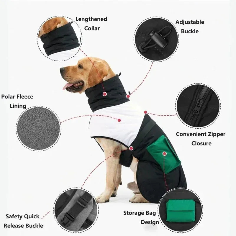 Winter warm thicken waterproof dog coat for small medium large dogs, green or red