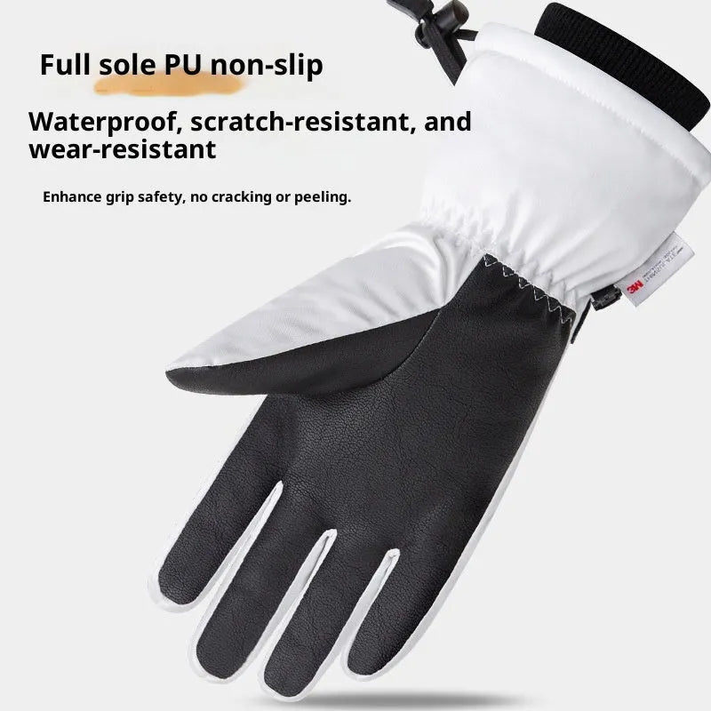 Pair of waterproof touch screen ski gloves for men women cycling outdoor winter warm polyester finger gloves