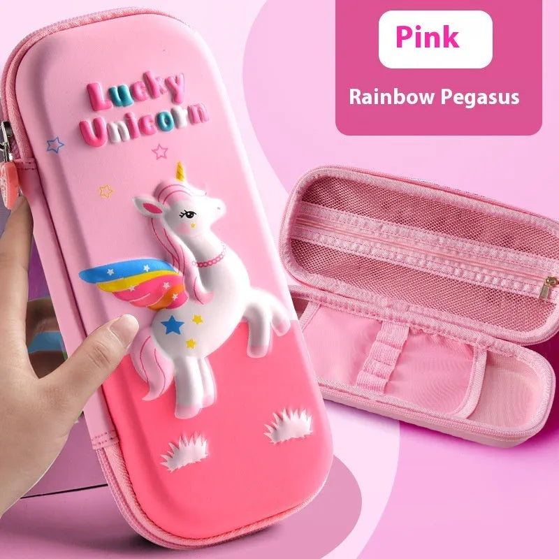 3D leather pencil case with astronaut pattern design showing textured surface and structured box shape